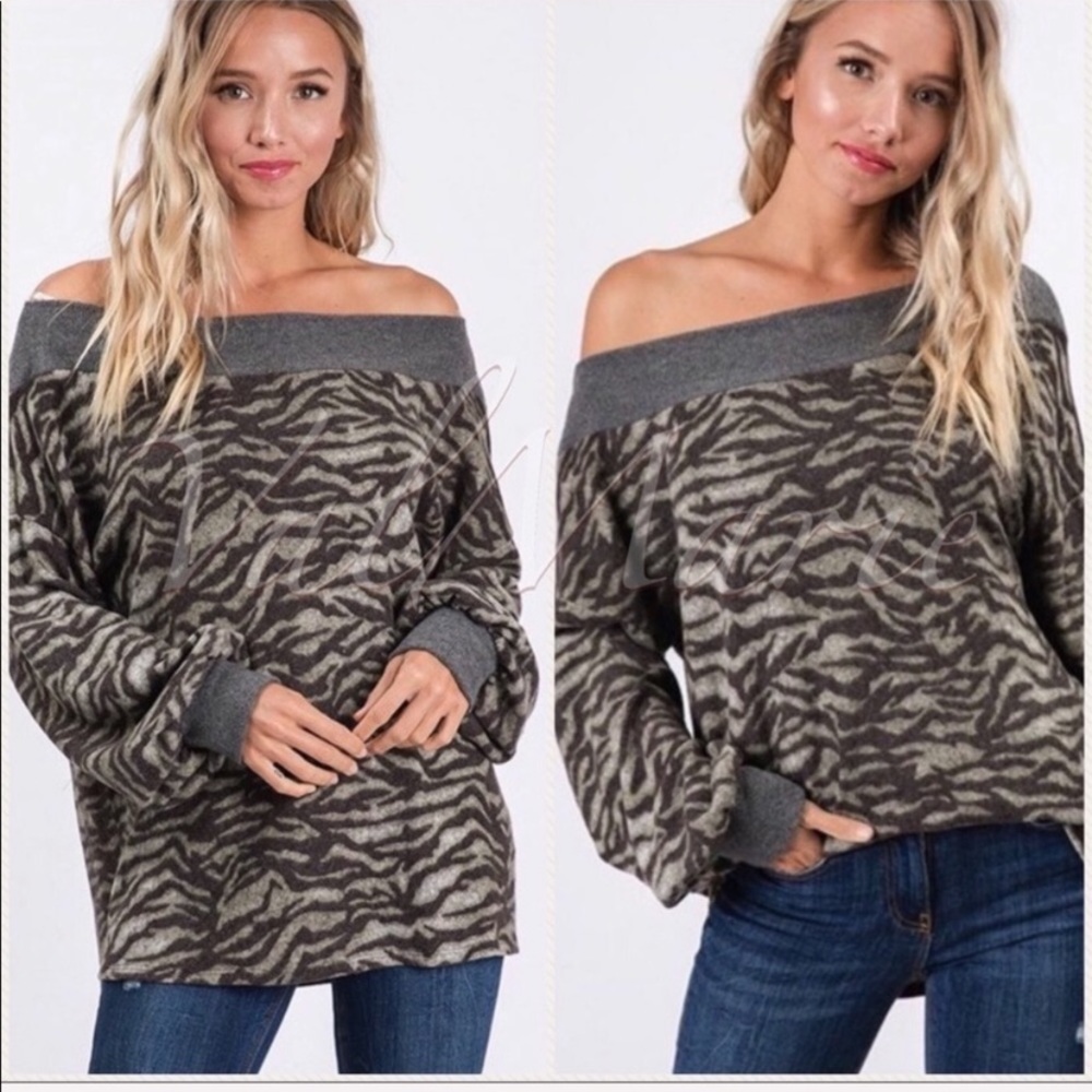 Hacci brushed ultra soft animal print blouse